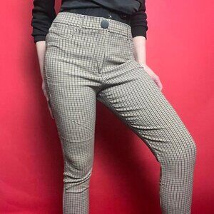 Zara / Beige and black plaid straight leg pants 🤎🖤​​​​​​